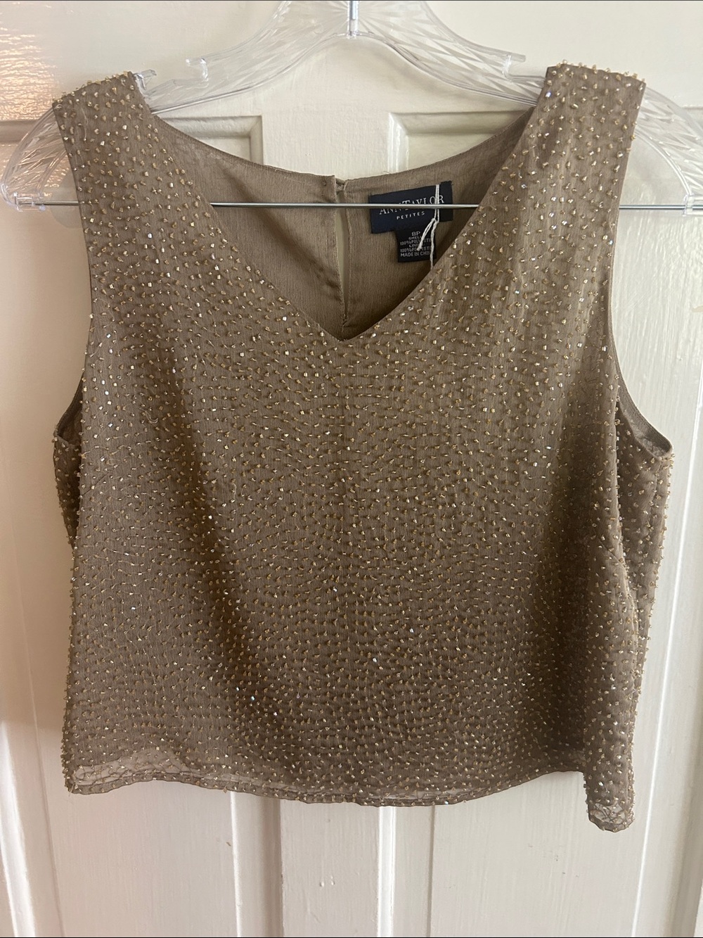 Ann Taylor Beaded V-Neck Top